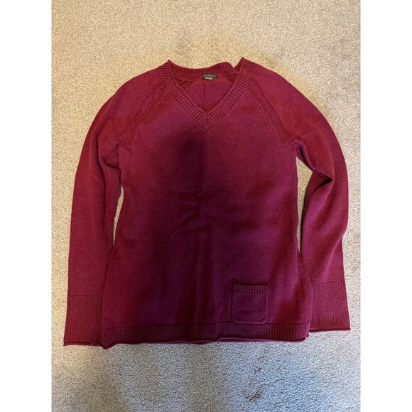 Eddie Bauer Cotton Blend V Neck Sweater in Mulberry, Women's Size M - Picture 6 of 8